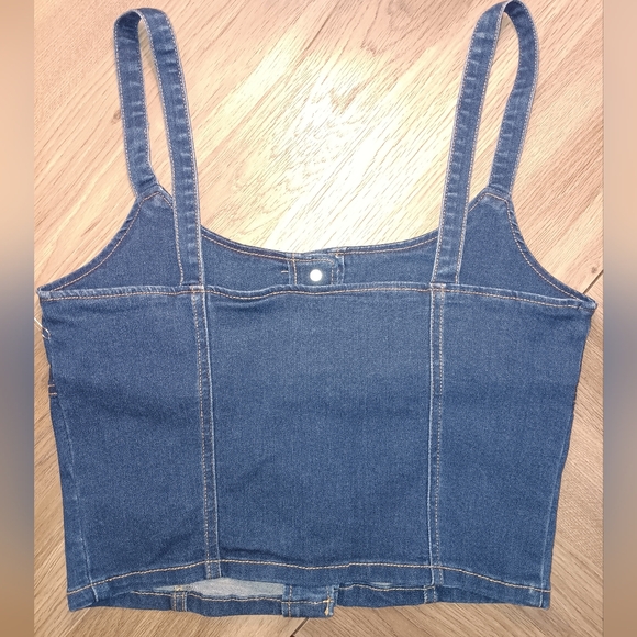 Forever 21 Denim Button-Front Bustier Cami Size Large - Picture 5 of 6